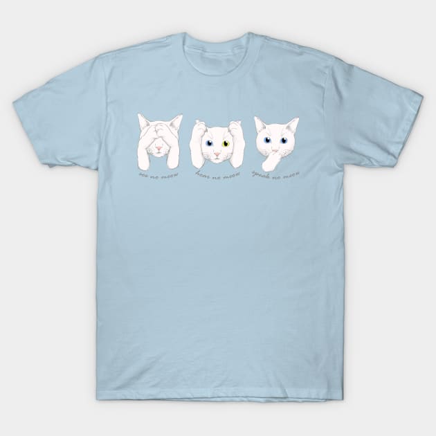 No Evil Cat - White Cats T-Shirt by meownarchy